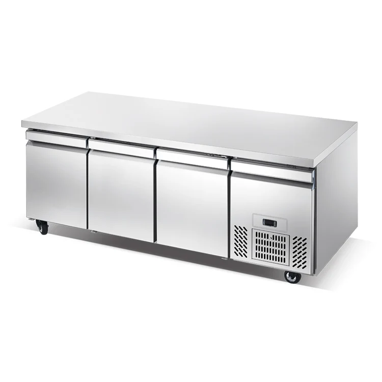 Commercial Stainless Steel Fridge Kitchen Work Bench Chiller Table Top Single-Temperature Refrigerator Under Counter Freezer
