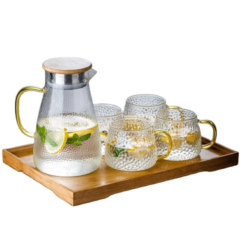 Hot Sale Hammer Water Bottle The Hand Feels Comfortable Glass Water Jug with Cup Set