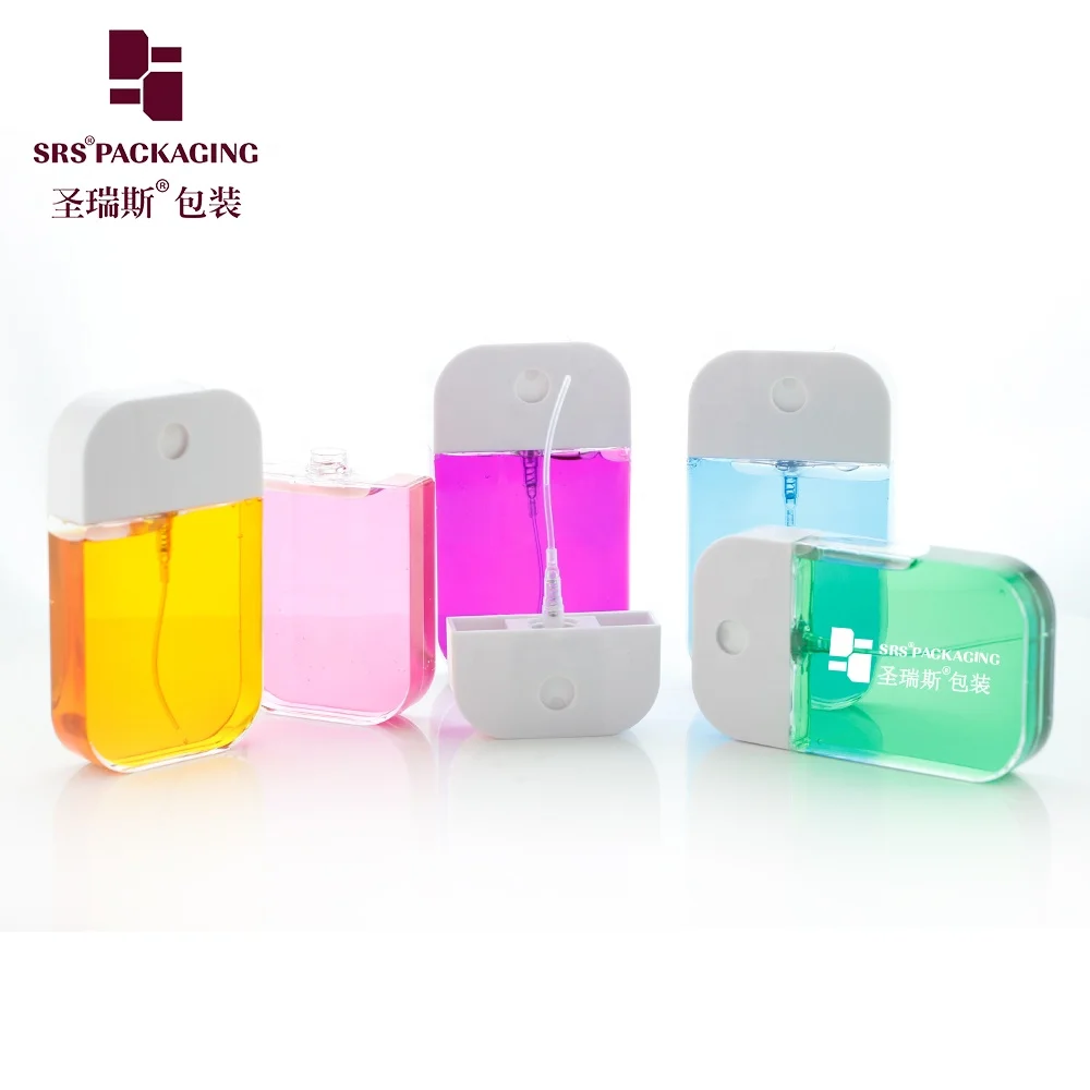 Wholesale Pocket Size Transparent PETG Plastic Perfume Packaging Square Phone Mist Spray Bottle 50ml