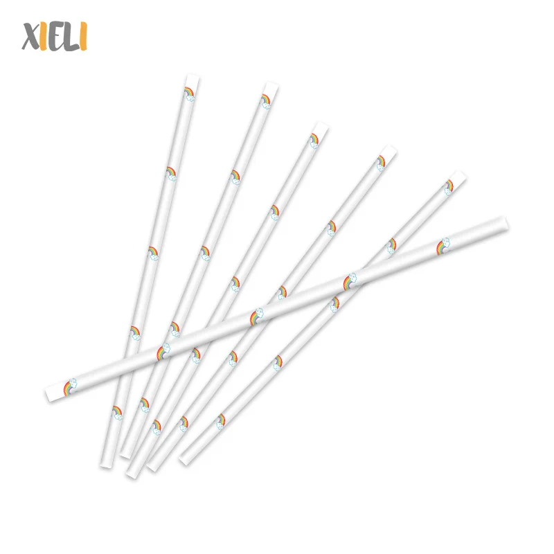 Xieli Chinese Manufacturer Custom Rainbow Party Disposable Paper Straws