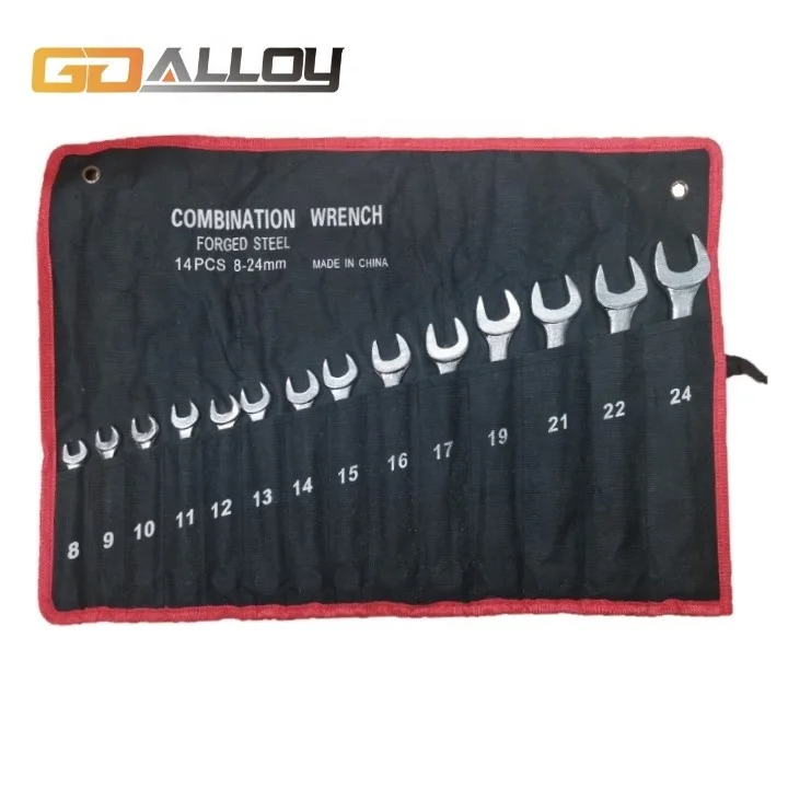 14PCS Cheap Manufacture Box Chrome Vanadium Heavy Duty Professional Tools Combination Spanners Wrench Set