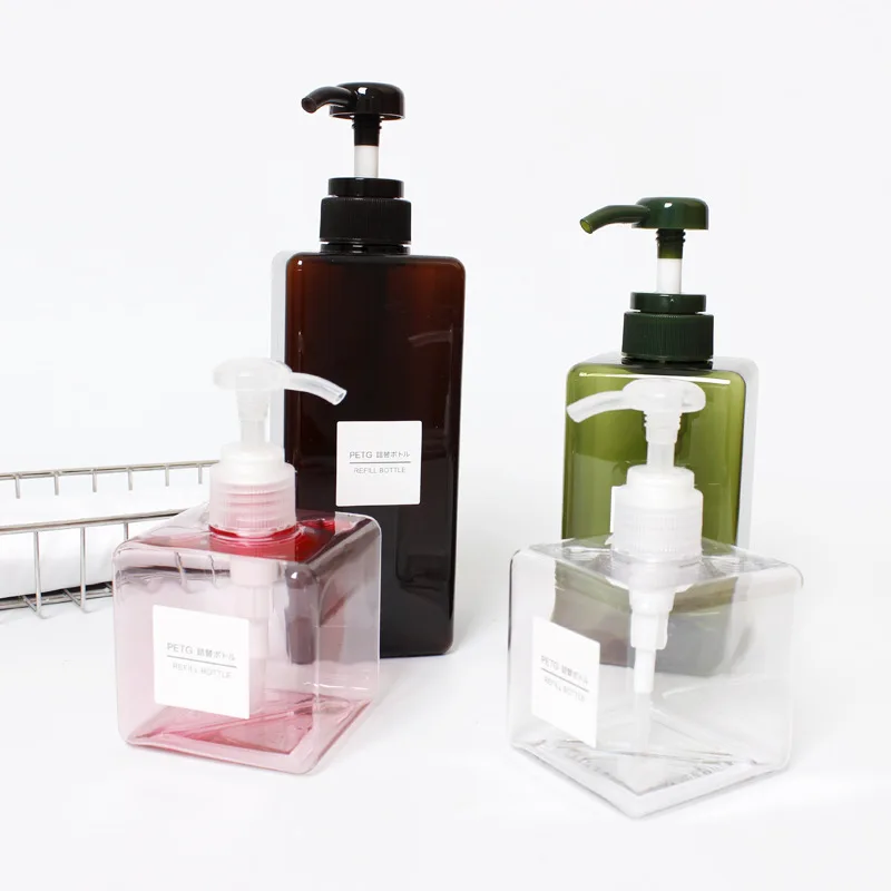 Wholesale Hand Sanitizer Bottle 100ml 150ml 250ml 280ml 450ml 650ml HDPE Square Plastic Shampoo Lotion Pump Bottle
