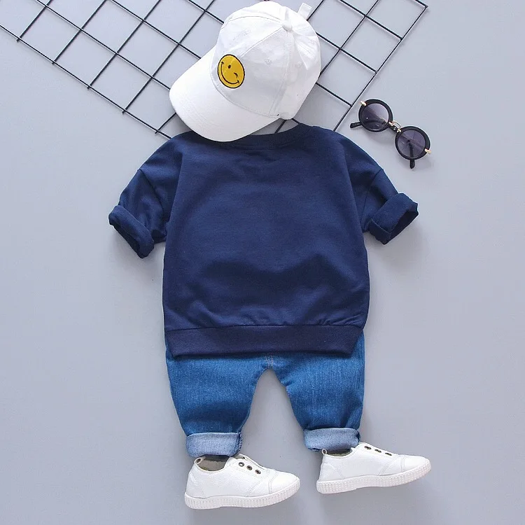 
2020 hot sale fashion cute popular jeans long sleeve printed sweatshirt children clothes little boys clothing 