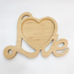 Bamboo wooden Serving Tray heart shape wedding decoration lover shape Plate Valentine Day love gift tray