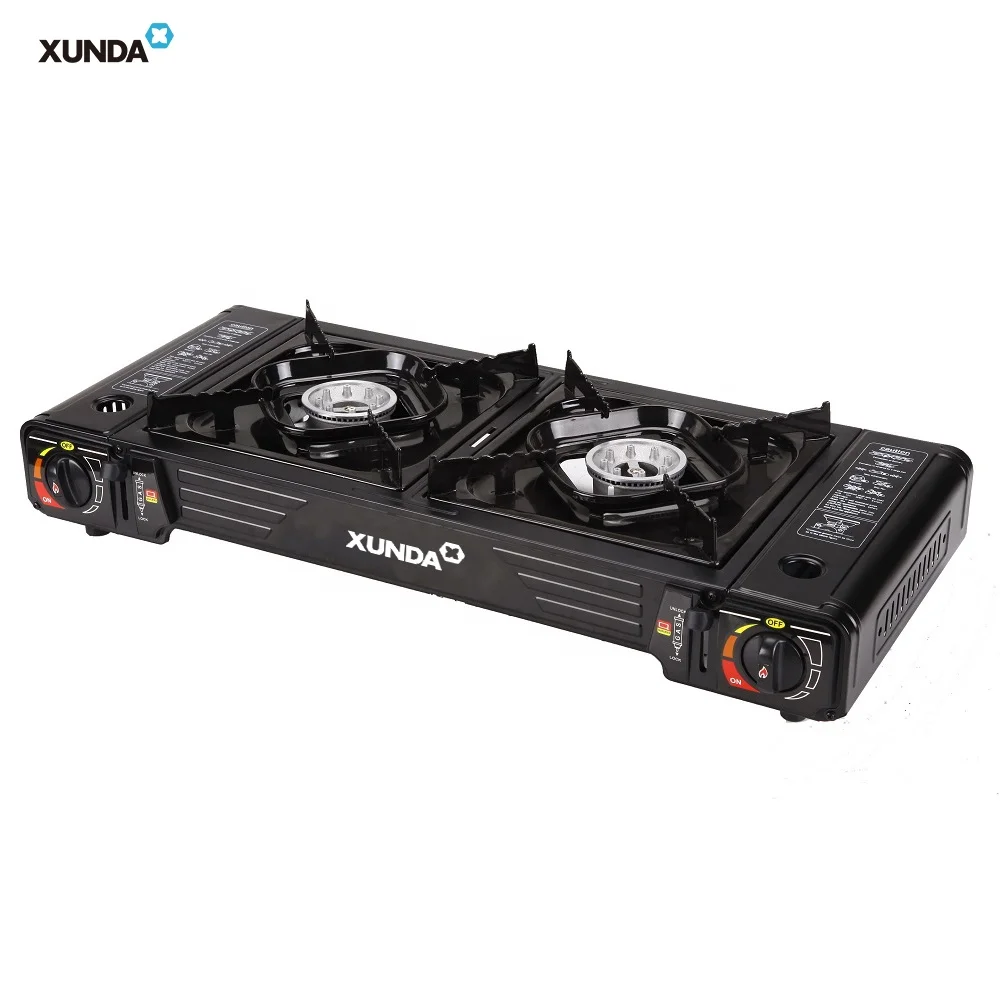 Xunda Double Burner Camp Stove Camping Gas Stove 2 Burner Portable Outdoor Gas Cooker