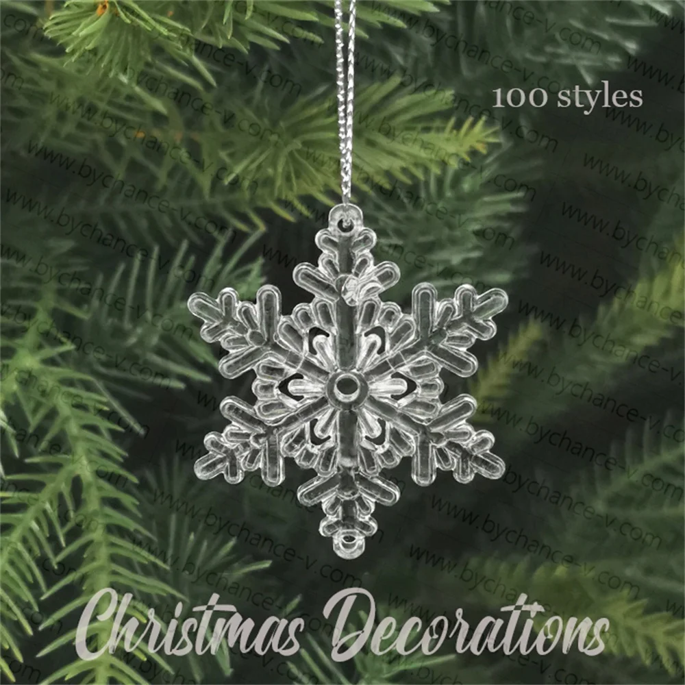 100 styles Christmas traditional decorations acrylic Snowflake Angel Water drops reindeer classic crystal hanging ornaments