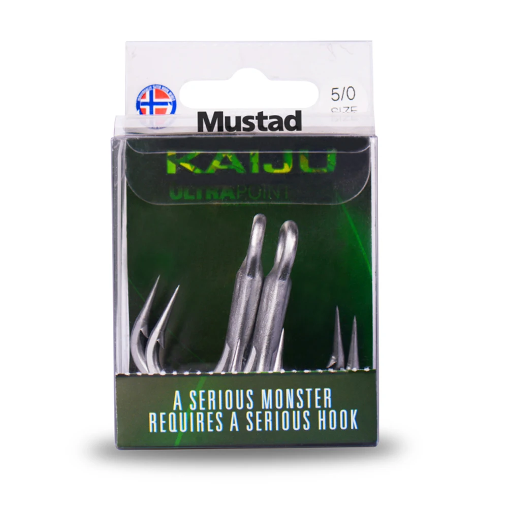 Mustad 100% Original 7X Strong KAIJU Fishing Hook Top Quality High Carbon Steel Treble Hook, 2/0 -7/0,36328NP-DS