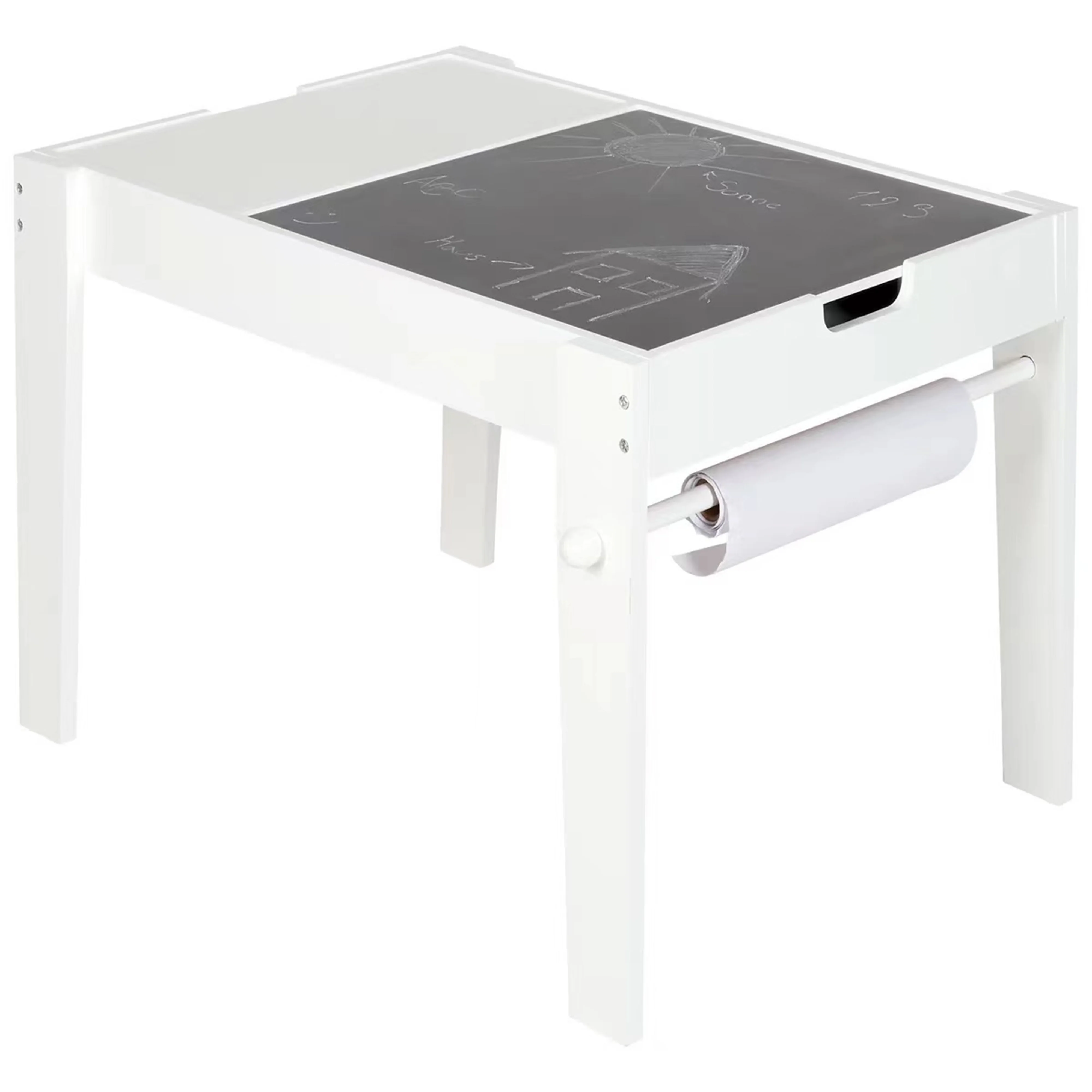 Wood Kids Lego Bricks Play Table with Reversible Desktop and Storage Drawer Wooden Activity Table Play set with Drawing paper