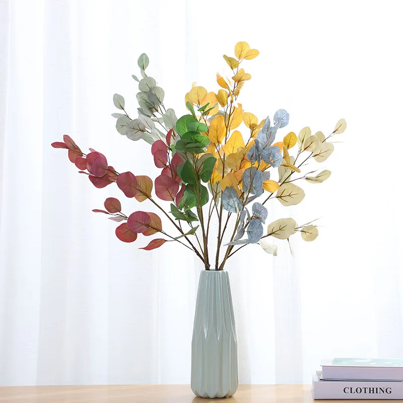 Artificial Yellow Eucalyptus leaves  for Party Hotel Wedding Table Decorative