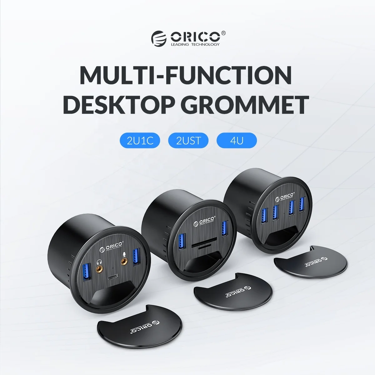 ORICO Desktop Grommet USB 3.0 HUB With Headphone Microphone Port Type C HUB OTG Adapter Splitter For Laptop Accessories