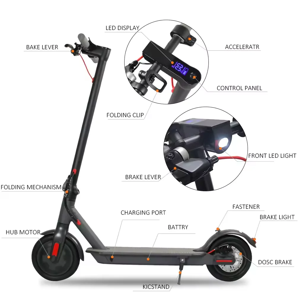 36V 350W Electric Scooter for Adults Smart Two-Wheelers with Aluminum Alloy Material and 8.5 Inch Tires Max Load 120kg 0108
