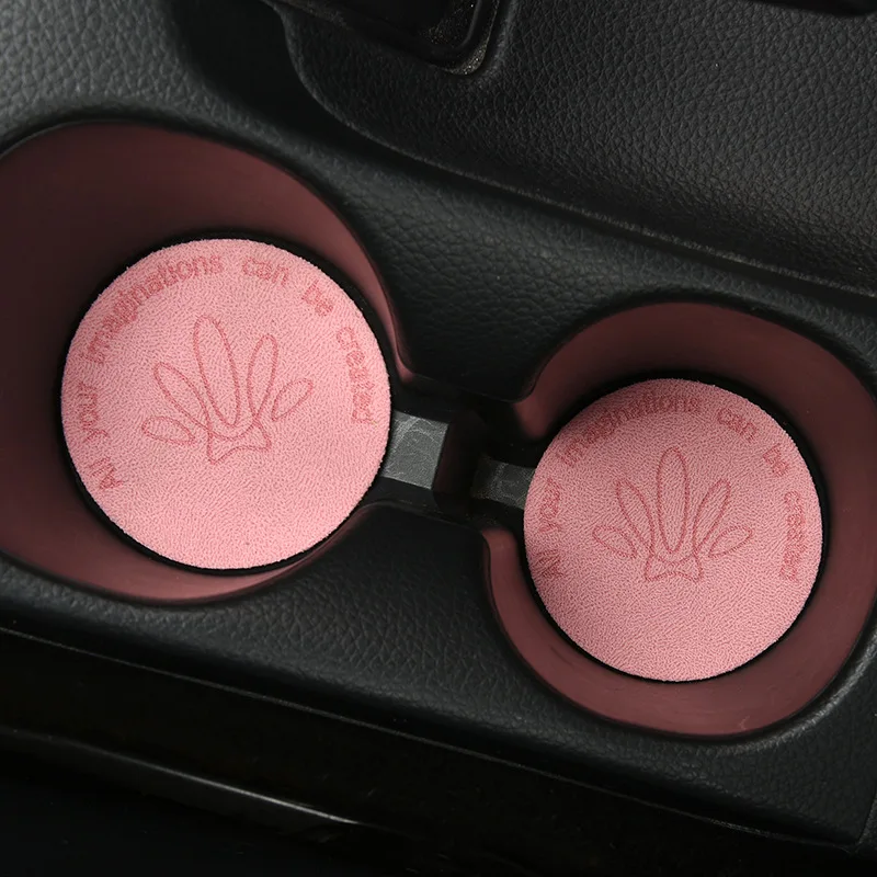 2024 Mini Car Cup Coaster Micro Suede Car Coasters Bulk Round Auto Interior Accessories