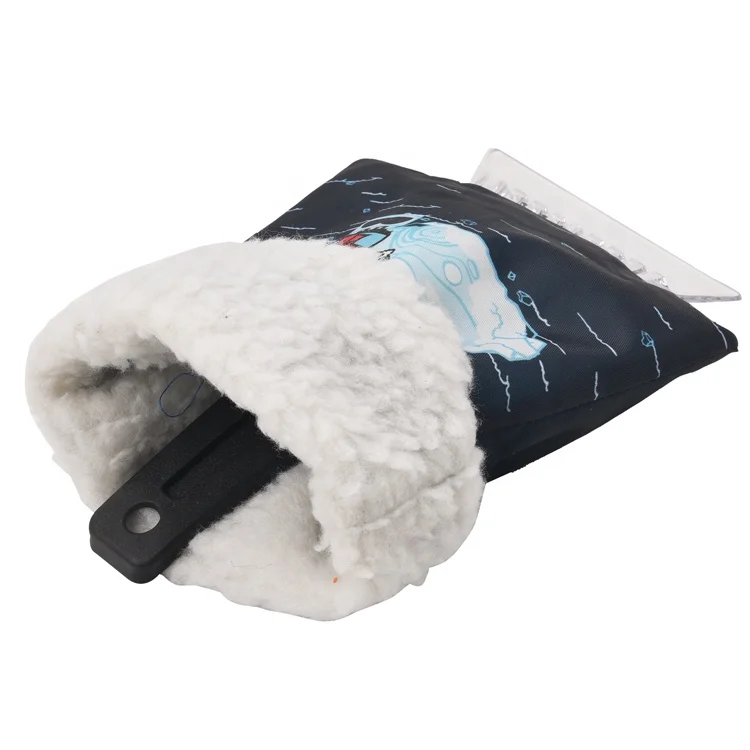 210D Oxford Cloth Custom logo plastic ice scraper with glove windshield snow scrapers ice scraper mitten