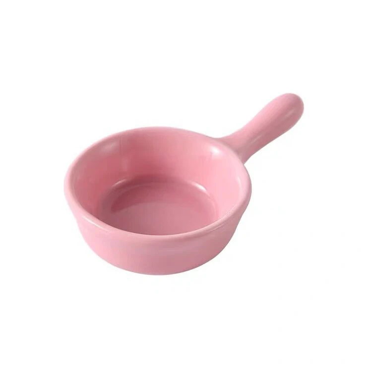 Ceramic round Plate with Handle Porcelain Dishes for Soy Sauce and Tomato Sauce for Home and Restaurant Use