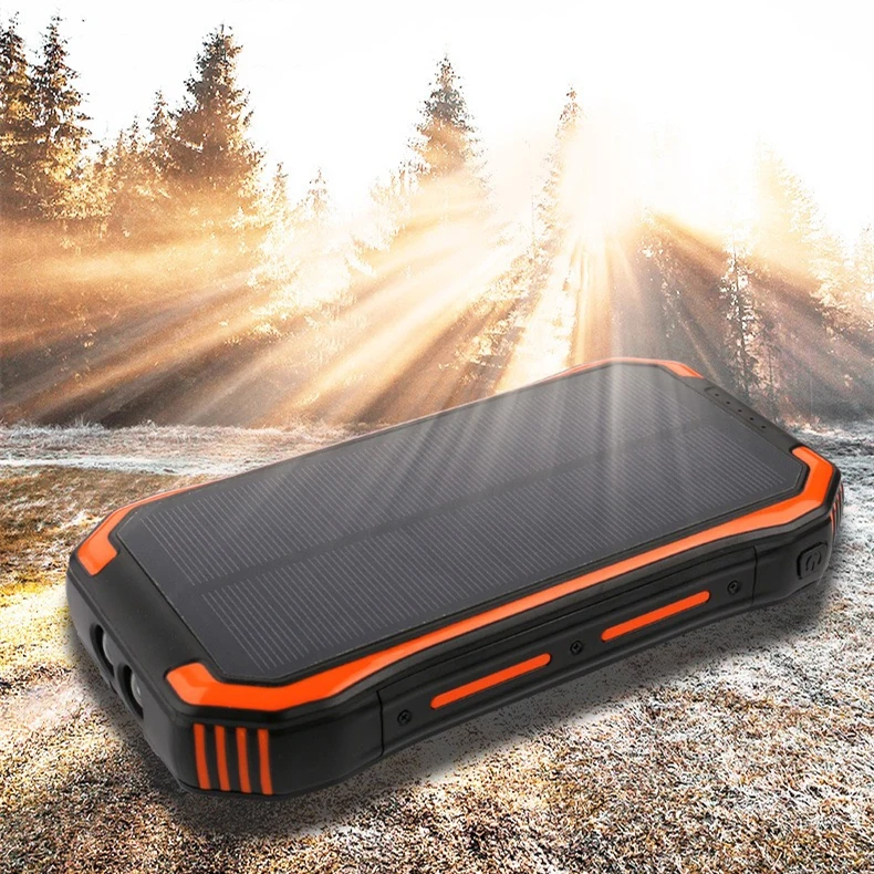 Waterproof Portable Solar Power Electronics Bank 30000mAh Dual USB Mini Battery Charger Magnetic Wireless Phone Bank With Light
