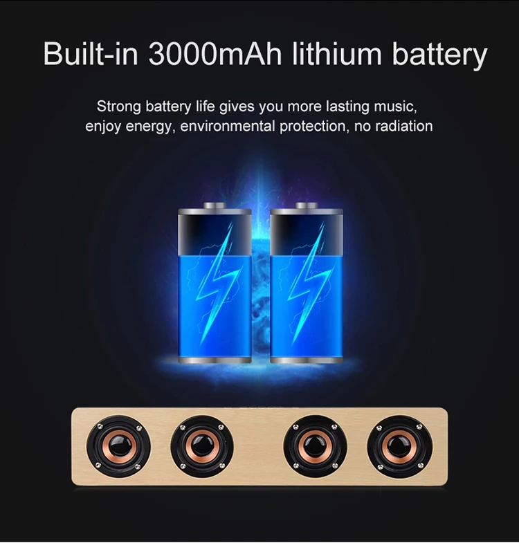 HANMOSS Rate Power 12w Wooden Speakers Blutooths Wireless Speaker With Microphone Tf Card 3.5mm Jack Aux In