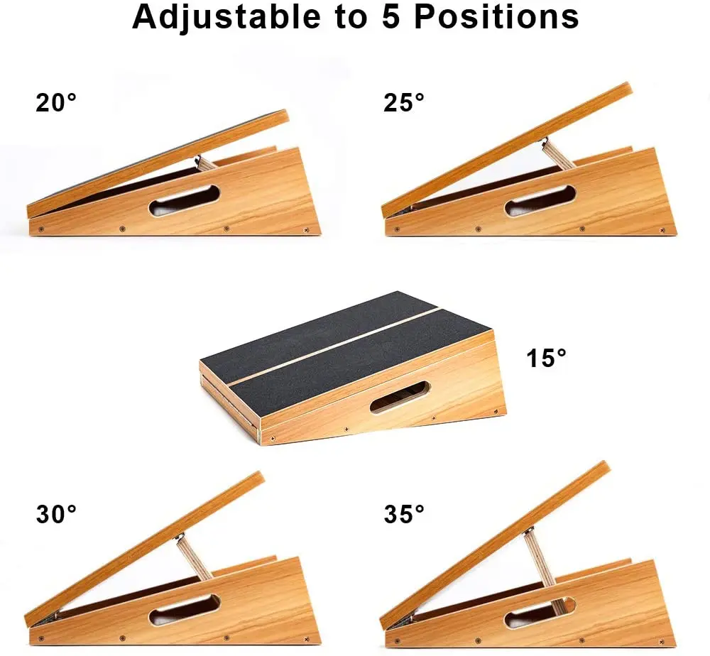 Professional Wooden Slant Board Exercise Rehabilitation Adjustable Incline Calf Stretch Board