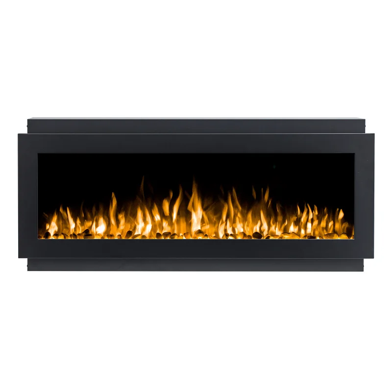 Modern 3-Sided Electric Fireplace 40-100 Inch Recessed Wall Insert for Household or Hotel Use