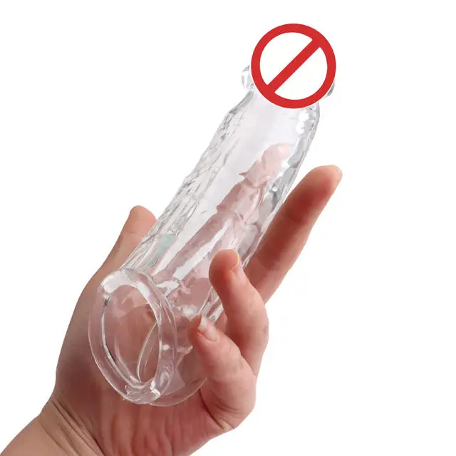 SHUNQU Reusable Penis Sleeve Extender Cock Rings Delay Ejaculation Silicone Glans Cover Enlargement Sex Toys For Men