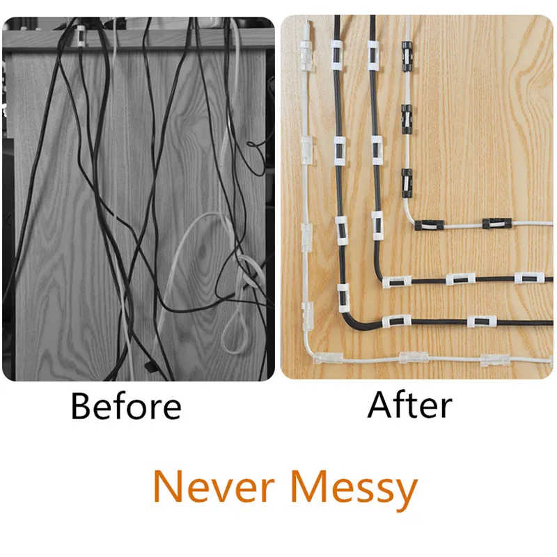 Cable Clips with Strong Self-Adhesive Cable Management TV PC Wire Holder Sticky Tidy and Organizer Cord and Wires