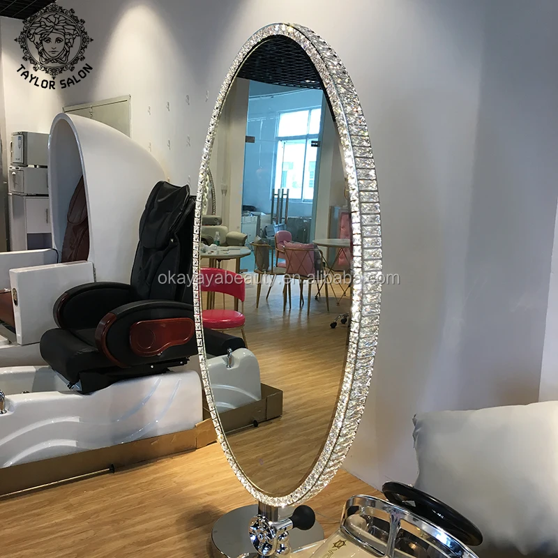 2020 beauty hair salon mirror station makeup mirrors hair styling stations with light