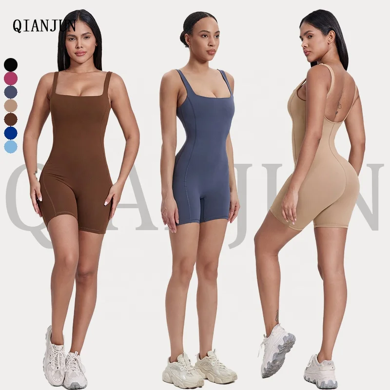 Wholesale Beautiful Backless Seamless Scrunch Gym Yoga Fitness Clothing Plus Size Jumpsuits Playsuits Bodysuits