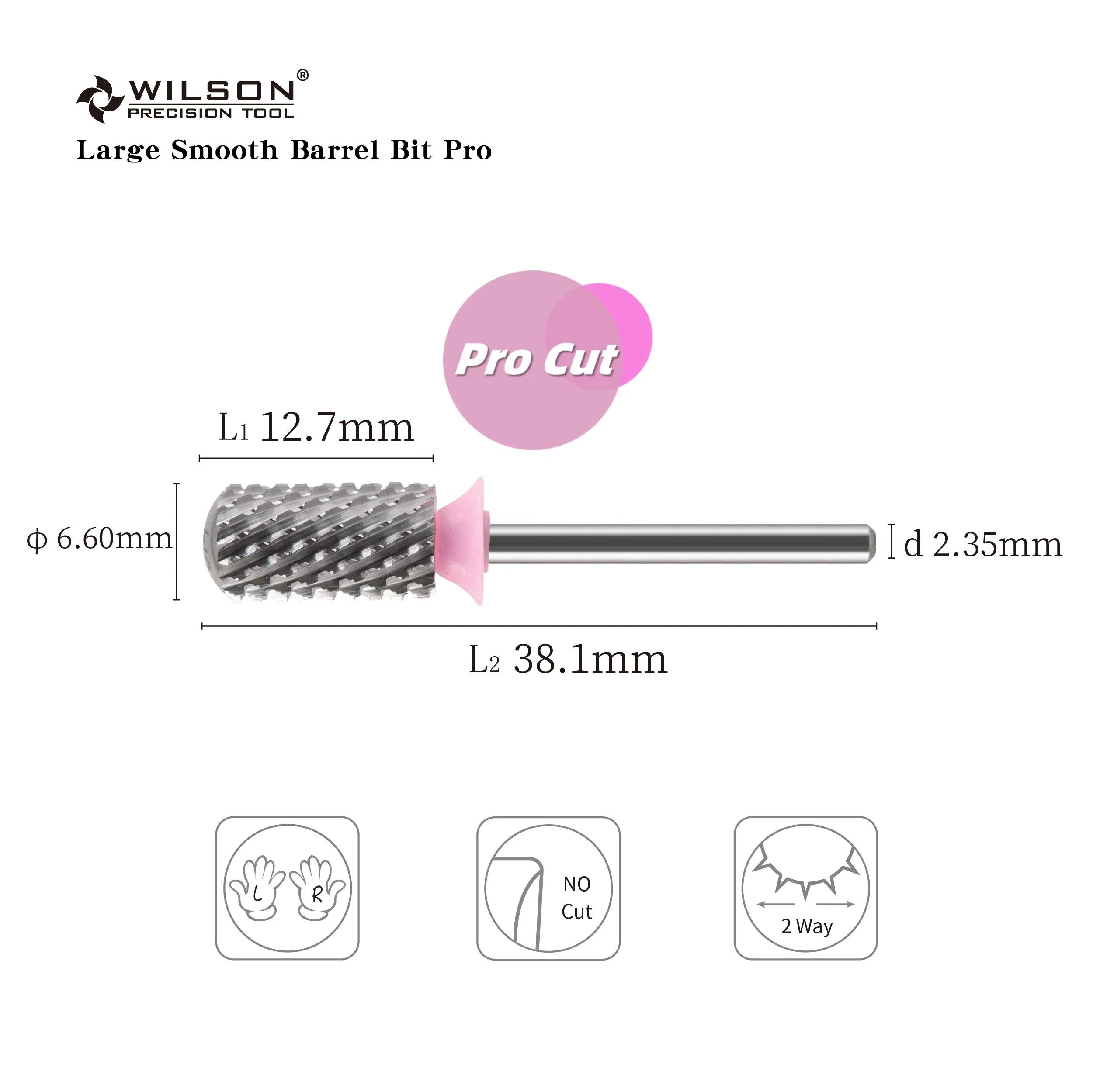 Large Smooth Barrel Bit Pro (Pro Cut) Professional Barrel shape Nail Polish Tool More Polishing Area Tungsten Carbide Nail Drill