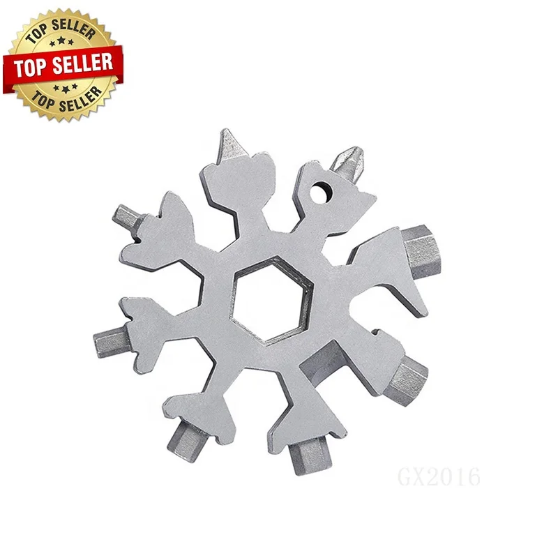 
Amazon Hot Sell Snowflake Outdoor EDC Mini Stainless Steel Tools Card Ring Survival Camping Multi EDC Tools 