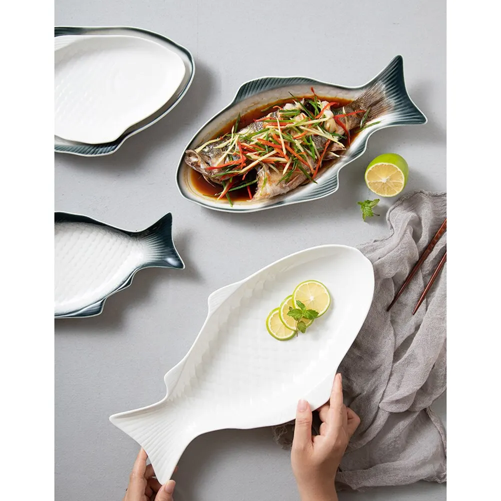 Vajilla de ceramic para restaurante plato creativo en forma de pez almacenamiento de aperitivos fish shape plates dishes & plate