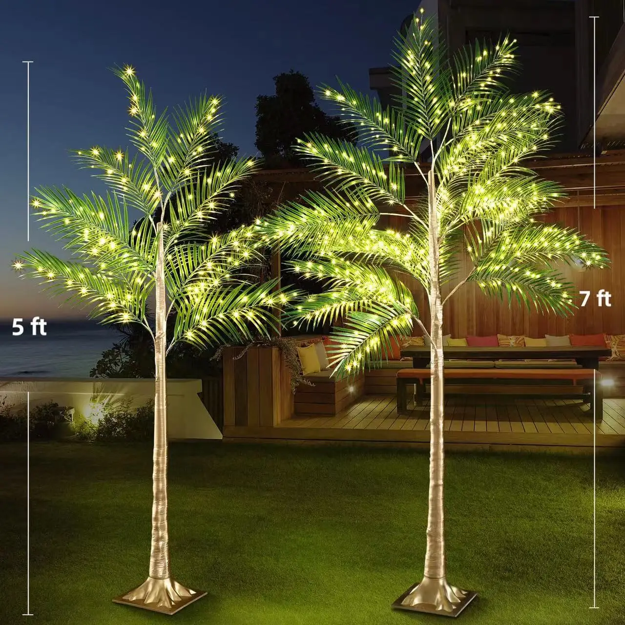 Lighted palm tree led metal palm trees artificial palm tree decoration for home party christmas indoor outdoor