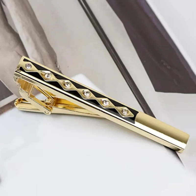 Must Buy Tie Clip Classic Trendy Men Gold Black Metal Male Formal Business Banquet Bar Necktie Clips Clasp Accessories Gift