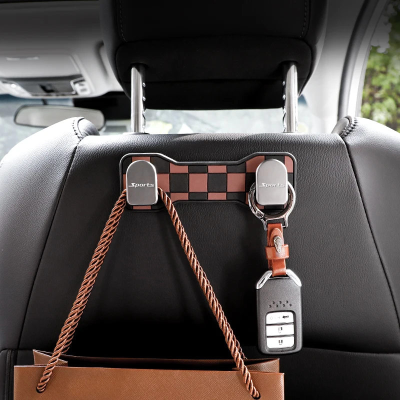 Car Seats Hooks for Headrest Car Headrest Hanger with Metal Double Hook Car Seat Back Storage Hooks for Purses Handbags Phone
