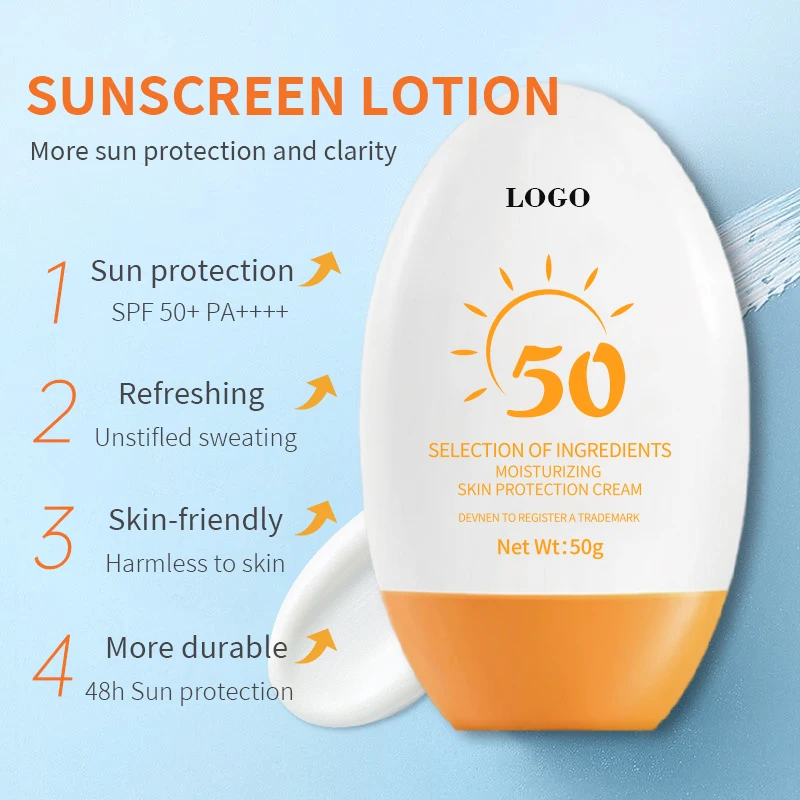 Hot Sale Private Label Sunscreen Lotion No Tan 48 Hours Skin protection Korean Bottle 50ml