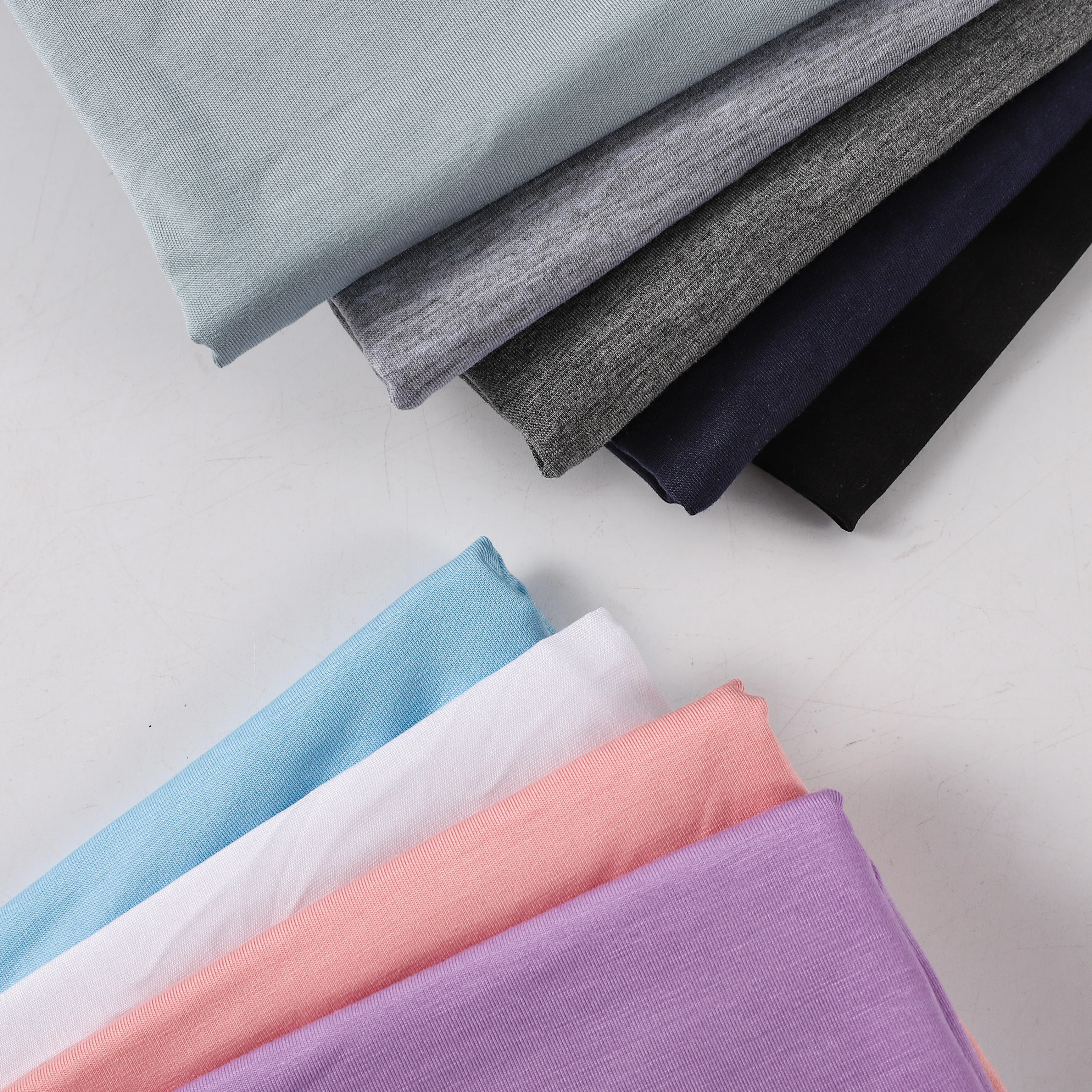 Stock Dyed Single Jersey Bamboo Fabric for Woman Tshirt Spandex Fabric Antibacterial
