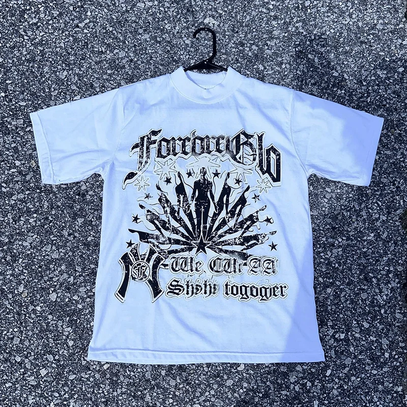 Custom Print Logo Heavyweght Fabric Patches Embroidery Vintage Distressed Applique Rips Acid Wash Sun Faded Oversized Men Tshirt