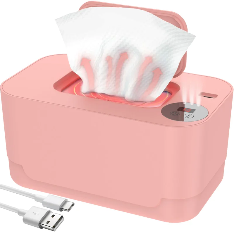 Baby Wipe Warmer Temperature Adjustable Baby Wipe Warmer Dispenser USB Powered Wet Wipes Warmer Diaper for Travel Car Wet Tissue