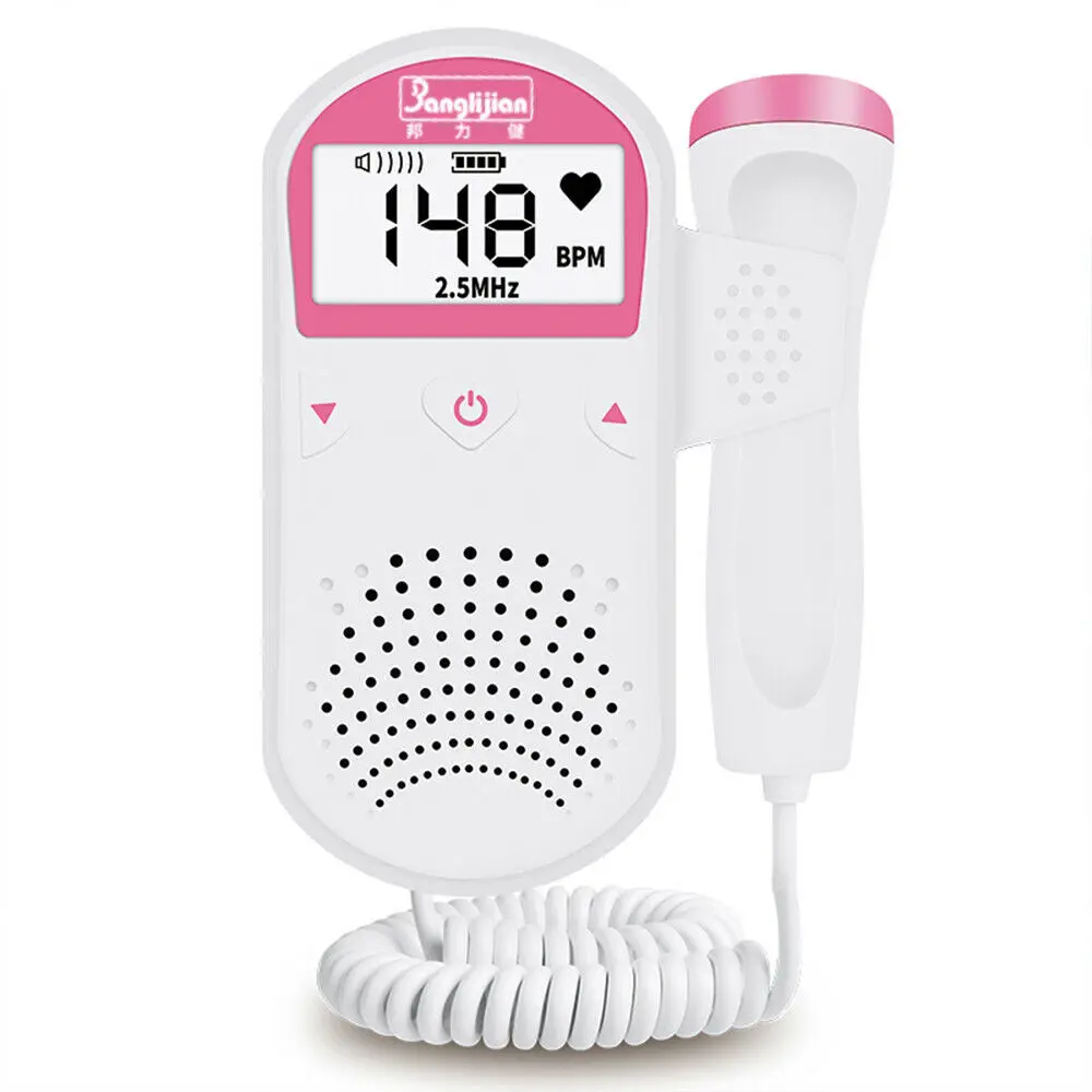 Factory Wholesale Fetal Doppler Baby Heartbeat Detector Ultrasonic Monitor Prenatal 2.5 MHz Probe