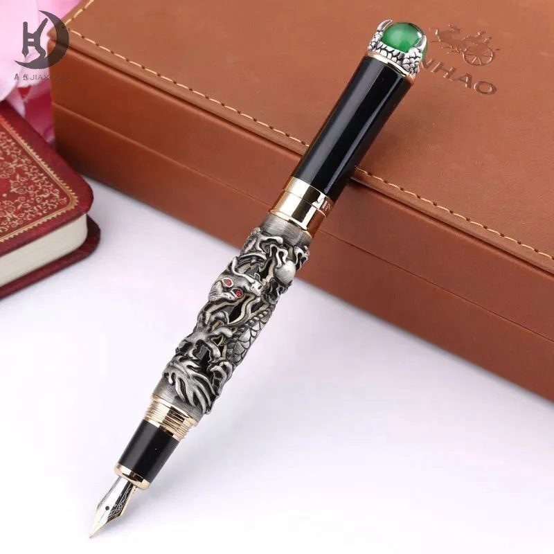 JXG Дракон авторучка Дракон шариковая ручка с вращающейся жемчужный Топ Роскошные Бизнес Подарочный набор 0,77 мм черный пополнения чернил пишущая ручка