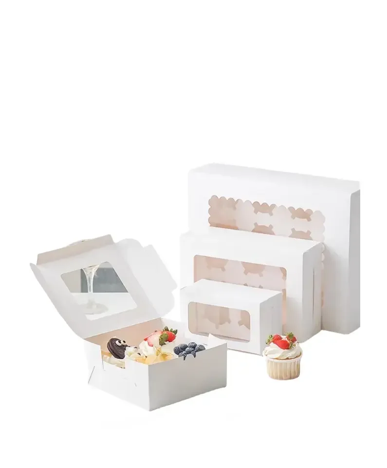 Eco-friendly cupcake pastries box packaging takeout cupcake box cake food container with window