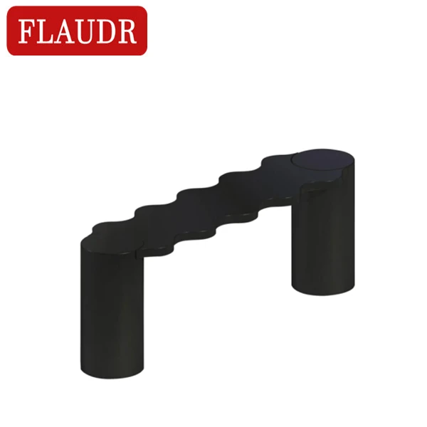 Contemporary Fashion Creative Black Stainless Steel Surface and Black Metal Base Living Room Bench