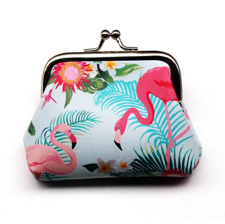 Wholesale Flamingo Cute Small Coin Purse Simple Cartoon Print Change Purse Metal Hasp Pu Leather Wallets for Party Decorations