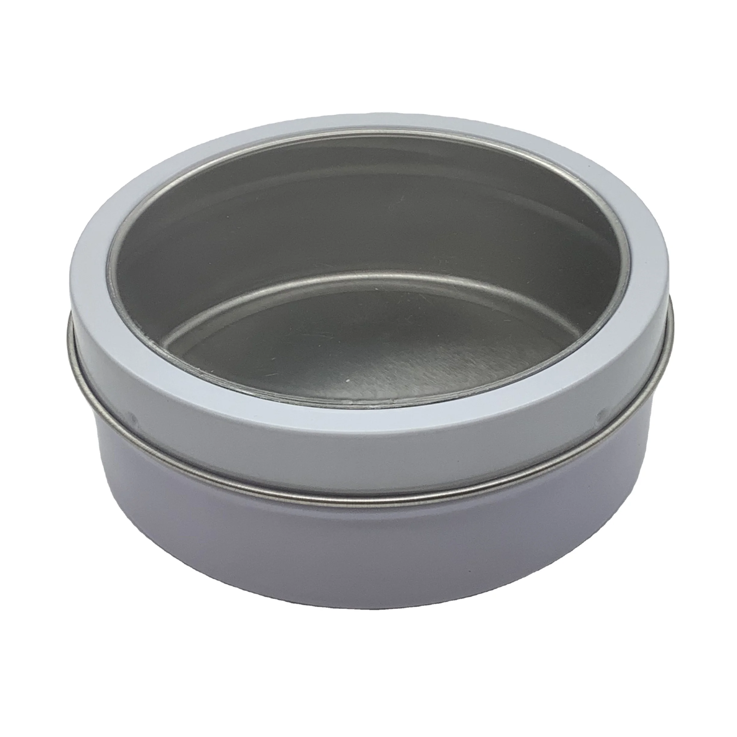 Cookie Tin Round Metal Box with PVC Clear Lid