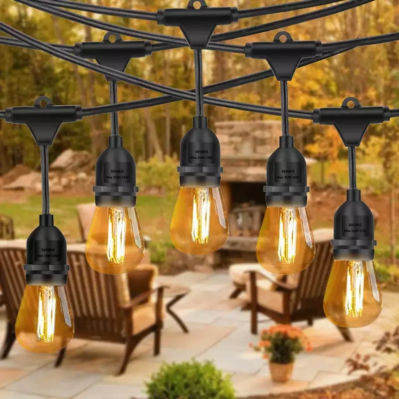 50ft patio string light outdoor garland outdoor solar edison bulb Christmas led S14 string light