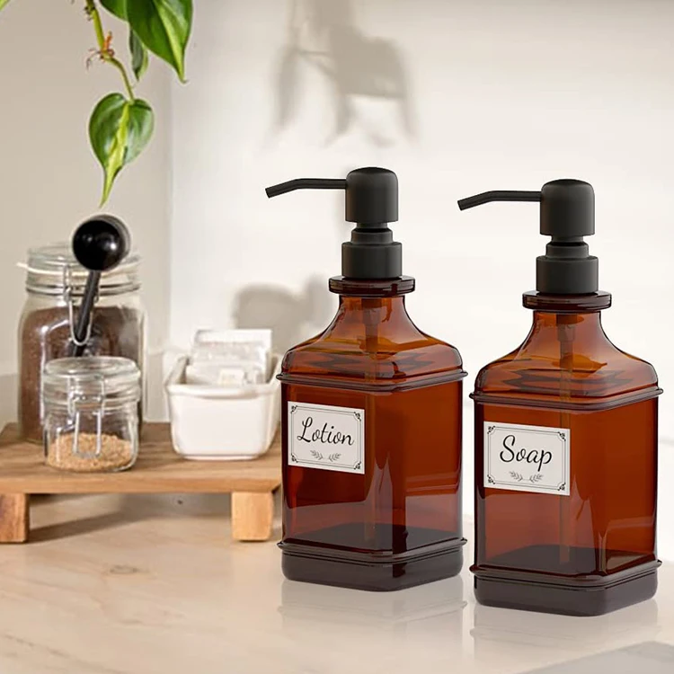 Best Quality Brown Glass Bottle 500ml Soap Dispenser Unique Packaging Liquid Shower Soap Bottles Shower