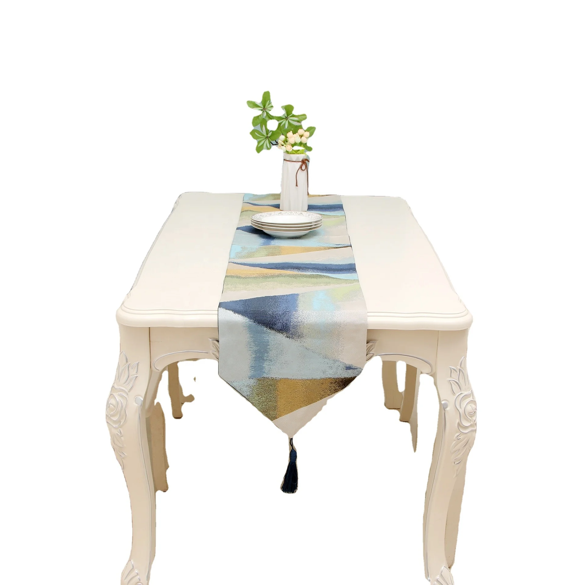 Free hang tags Your Size Cut and Your Design or Logo Customized Digital printing Table runner High End with Tassel