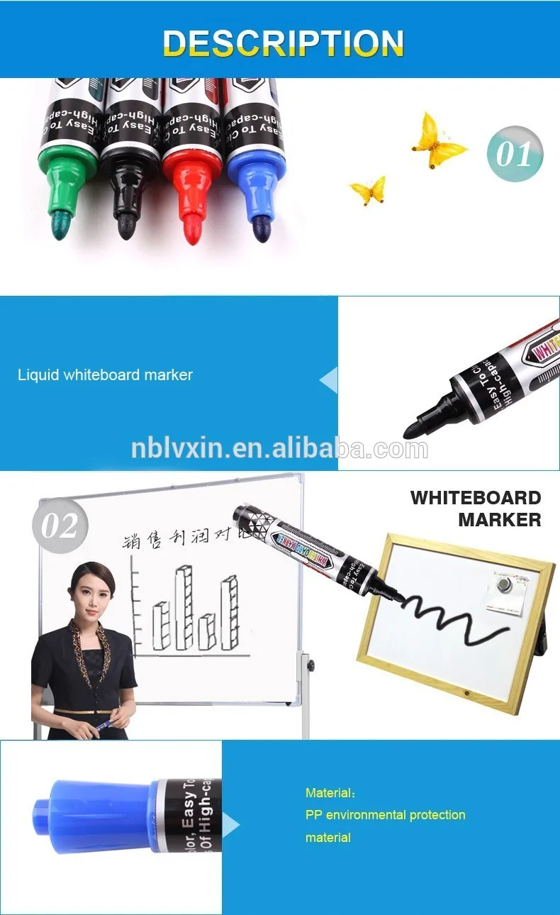 Hot Sale Custom High Quality Whiteboard marker Pen 4 colors dry erase used for office