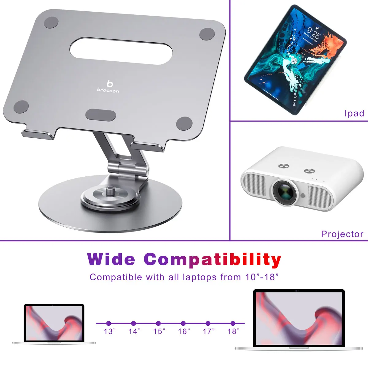 height adjustable laptop stand 360 rotation multi-functional portable notebook stand holder for macbook
