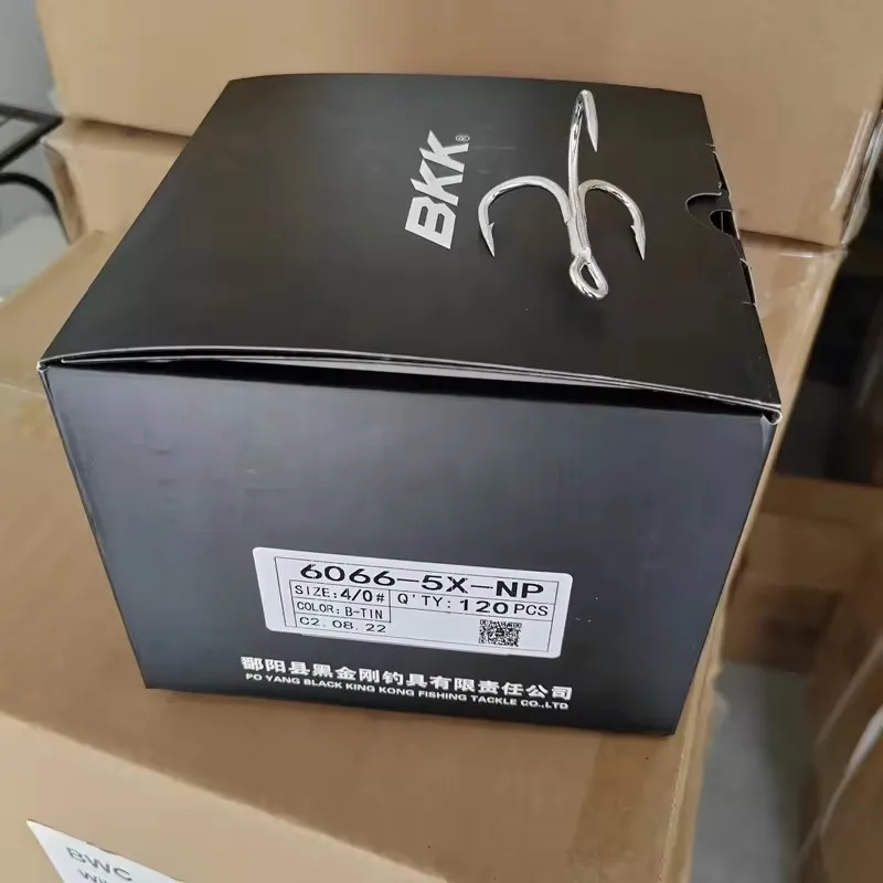 Wholesale BKK 6066-5X-NP Treble Fishing Hooks 2#-5/0 Sea Fishing Accessory Anti-Rust Coating Triple Anchor Hooks