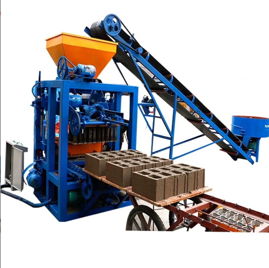 Qt4-24 по изготовлению кирпичных блоков машина полуавтоматическая полые святить бетонный цементный кирпечей из глины делают машины Max желтый Испания синий