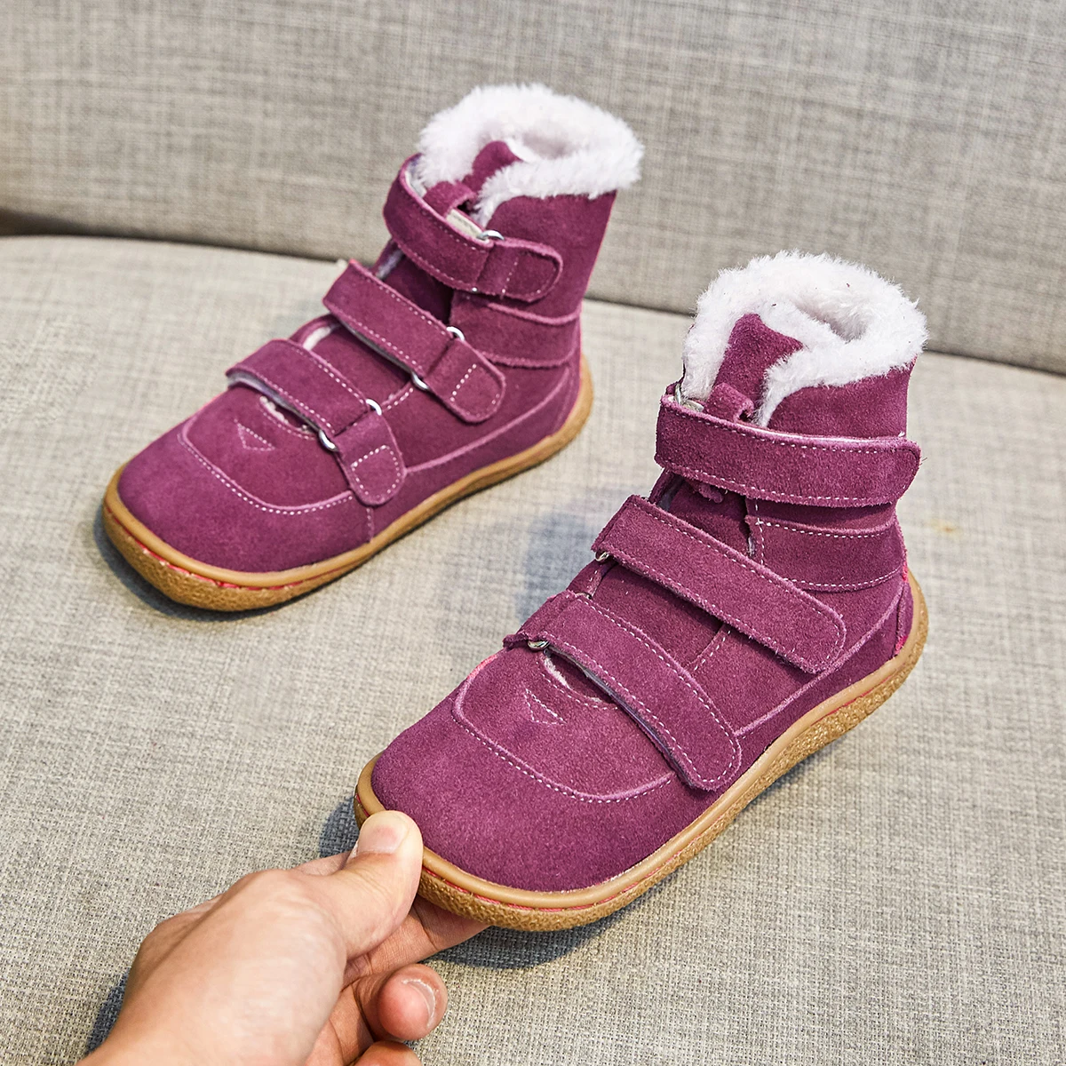 TipsieToes Manufacturer Stock Low Price Real Leather Winter Stylish Western Flat Fur Boots for Little Boy Girl Kids Teenage